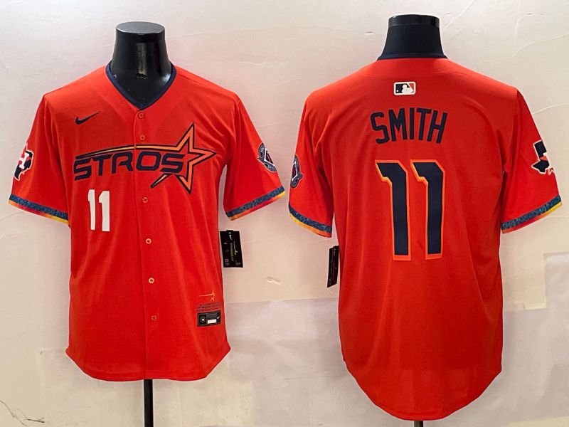 Men Houston Astros #11 Smith Orange Five generation Joint Name Nike 2025 MLB Jersey style 8->new york yankees->MLB Jersey